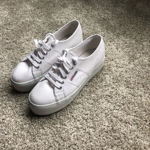 Superga platform white sneakers